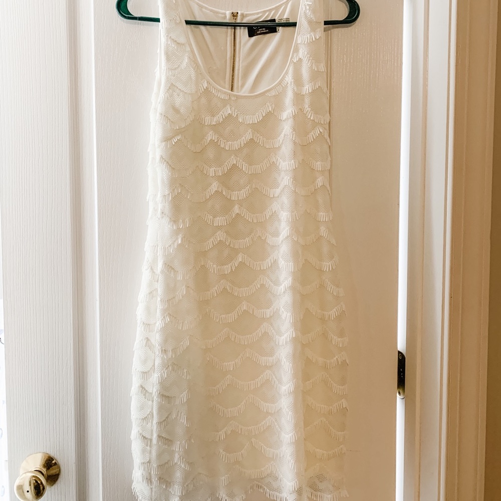 Guess Size 6 White Fringe Dress